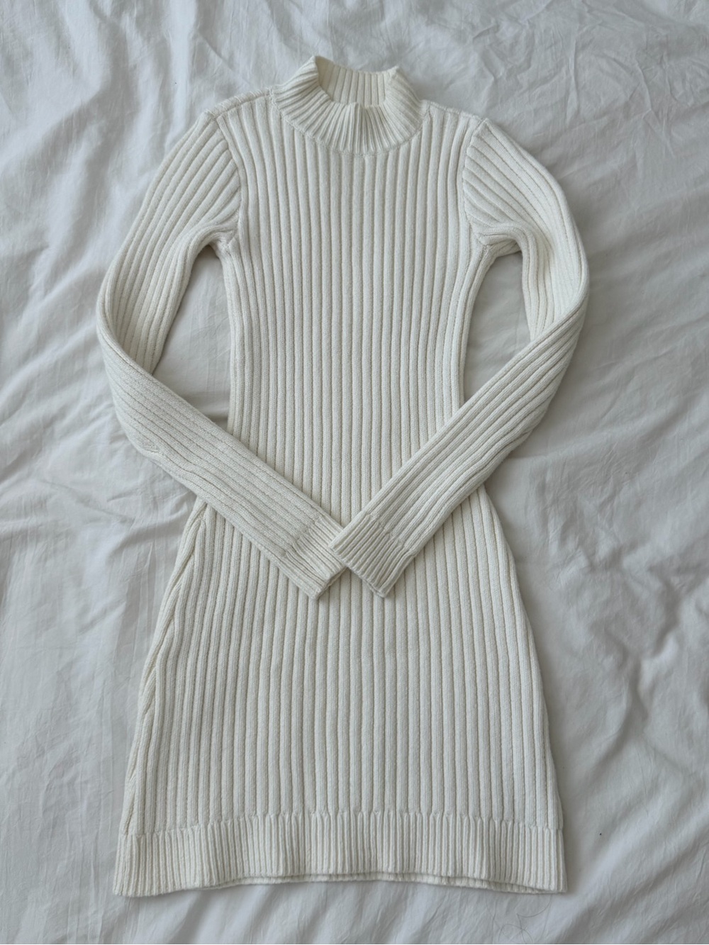 hollister thick knit white sweater dress
